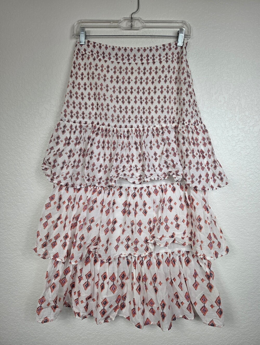 Free People Patterned Tiered Midi Skirt